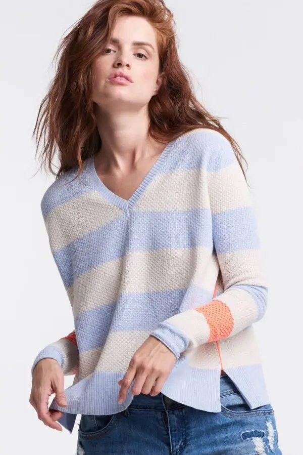 Lisa Todd Stripe Hype Lite Sweater - Bluefoam