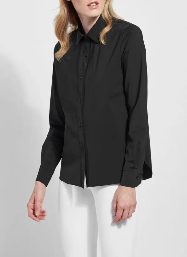 Lysse Connie Slim Button Down Shirt - Black - Image 7