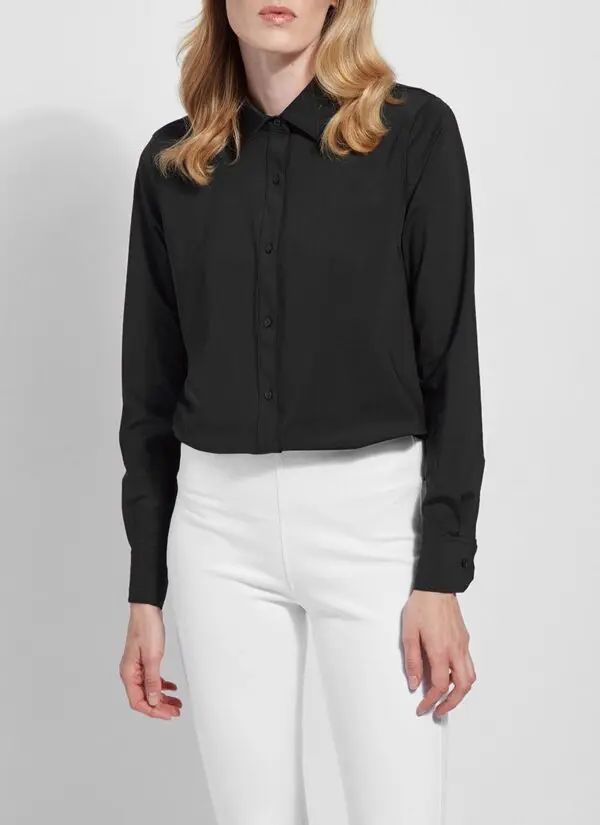 Lysse Connie Slim Button Down Shirt - Black - Image 2