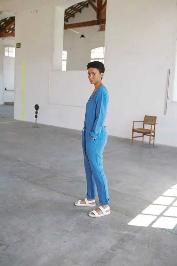 Sita Murt 102007 Linen Jumpsuit - Blue - Image 4