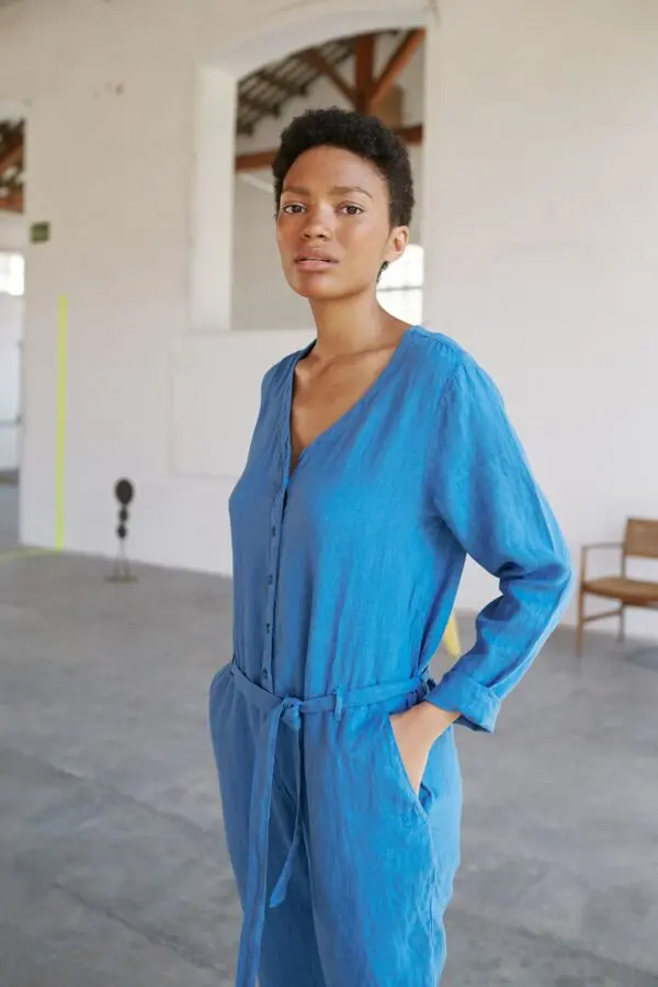 Sita Murt 102007 Linen Jumpsuit - Blue - Image 2