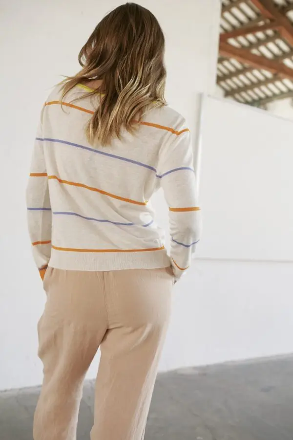 Sita Murt 100503 Lightweight Striped Sweater - Cream/Multi - Image 3