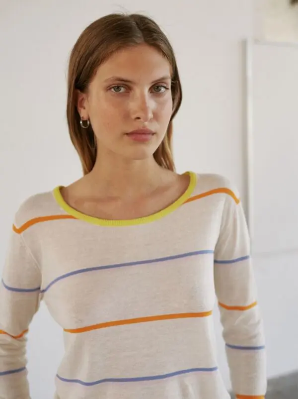 Sita Murt 100503 Lightweight Striped Sweater - Cream/Multi - Image 2