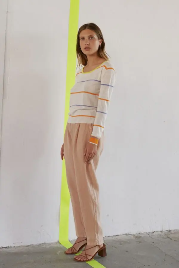 Sita Murt 100503 Lightweight Striped Sweater - Cream/Multi