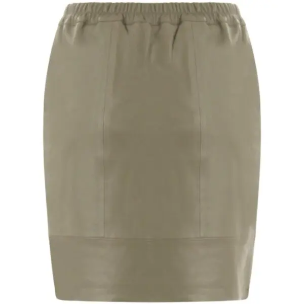 Coster Copenhagen Leather Skirt with Elasticated Waist - Moss Green - Image 2