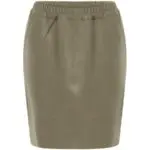 Coster Copenhagen Leather Skirt with Elasticated Waist - Moss Green