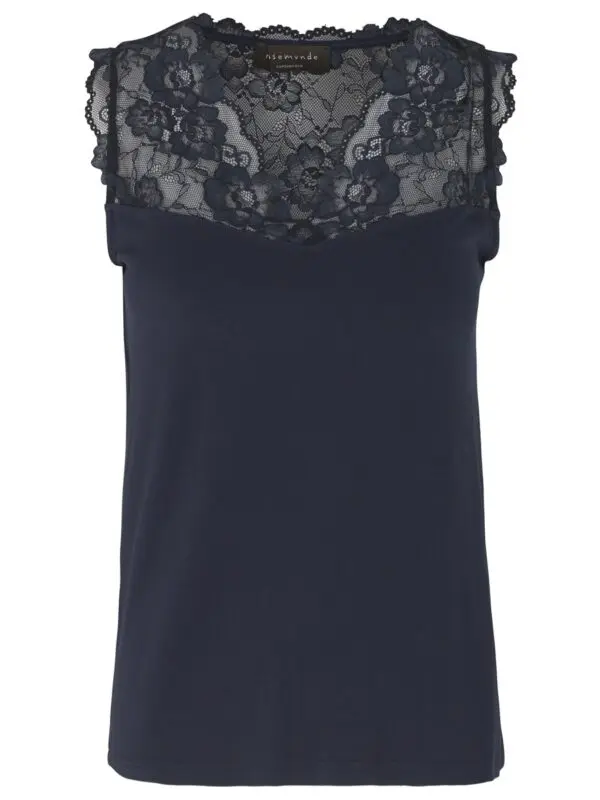 Rosemunde 4812 Sleeveless Top With Lace Trim - 135 Navy