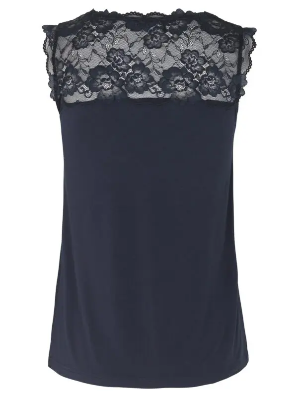 Rosemunde 4812 Sleeveless Top With Lace Trim - 135 Navy - Image 2