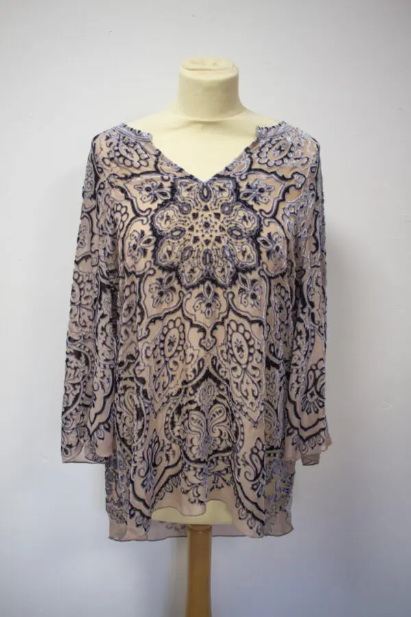 Hale Bob H5WAR6777 Devore Blouse - Grey - Image 2