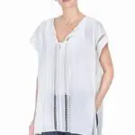 Lilla P Woven Cotton Voile Caftan - White