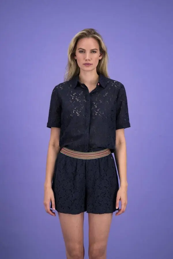 POM Amsterdam SP6257 Blouse - Lace Deep Blue - Image 3