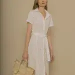 Triana by C Button Broderie Anglaise Dress - Colour 121 White