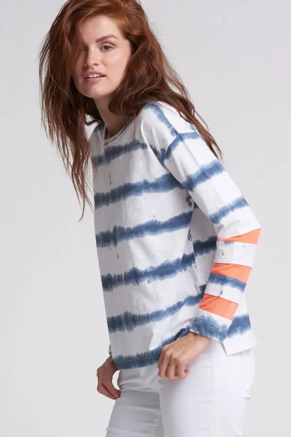 Lisa Todd Mesh Fest Long Sleeve Top - Tie Dye Blue