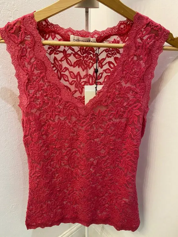 Rosemunde 4936 Sleeveless Lace V Neck Top - Carmine