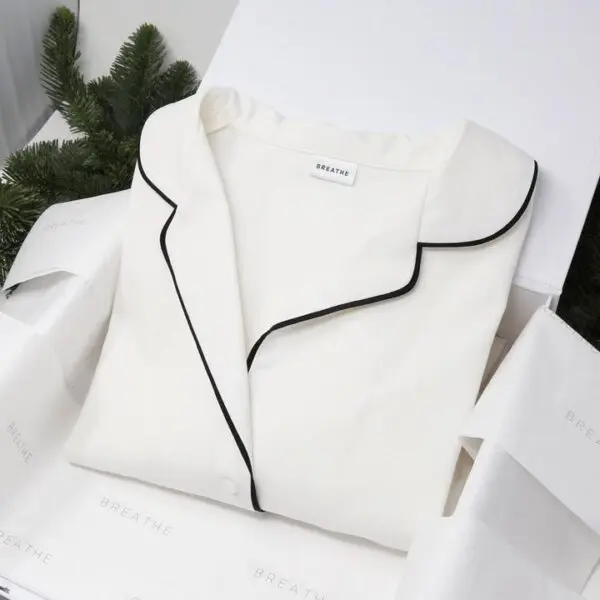 Breathe Organic Cotton Pyjamas - White - Image 3