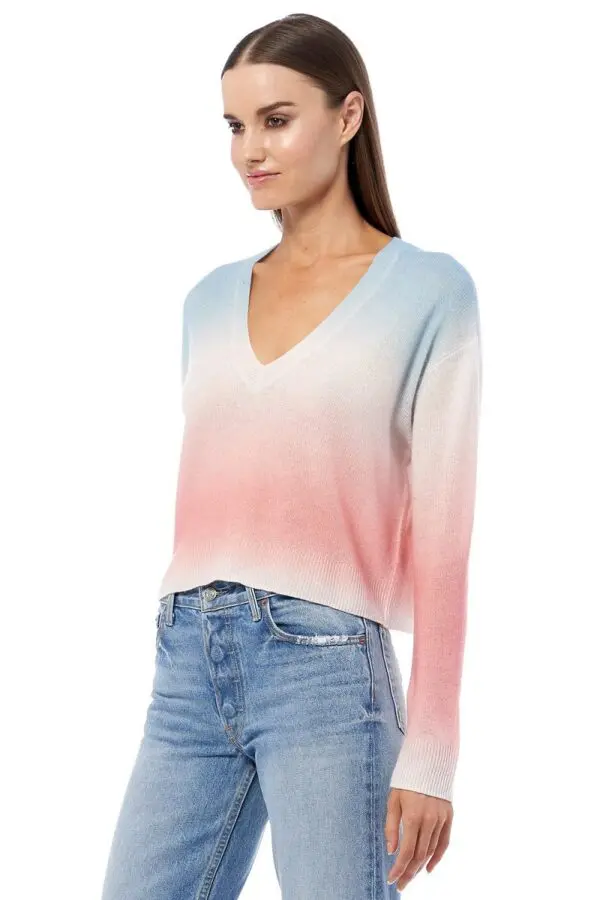 360 Cashmere Kora Sweater - Alabaster / Seafoam / Nectar - Image 3