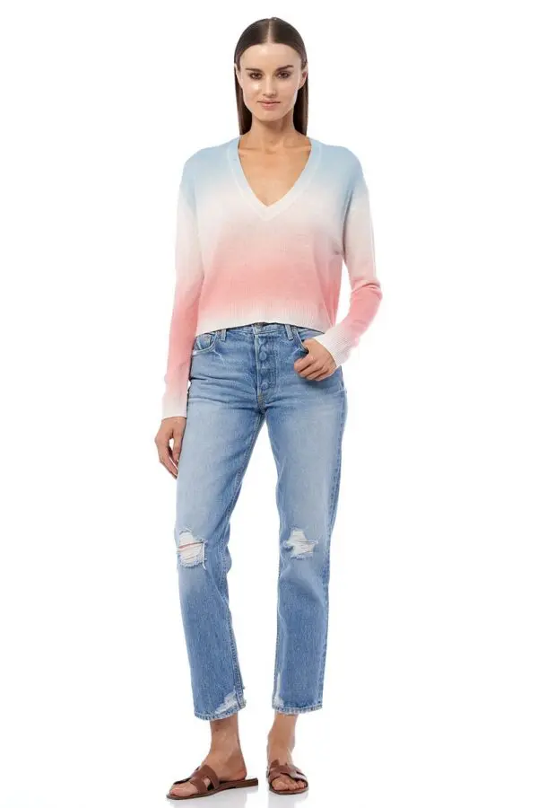 360 Cashmere Kora Sweater - Alabaster / Seafoam / Nectar - Image 2