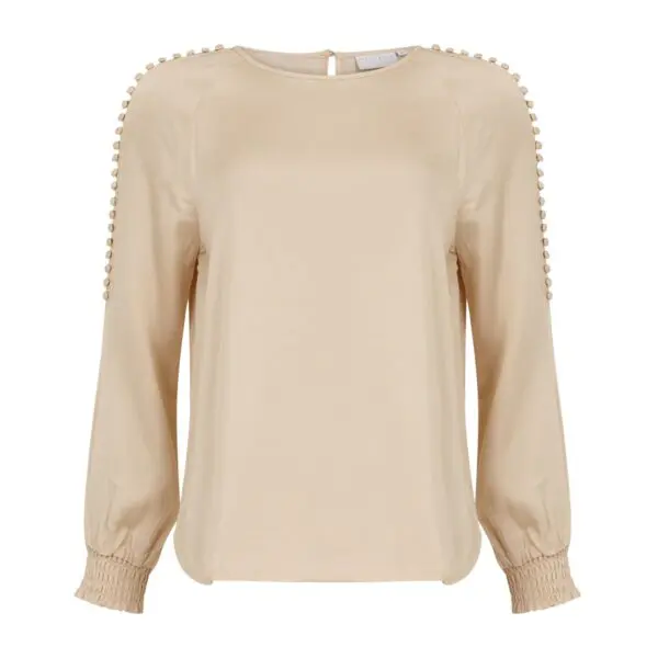 Coster Copenhagen Blouse with Raglan Sleeve & Smock Cuffs - Vanilla