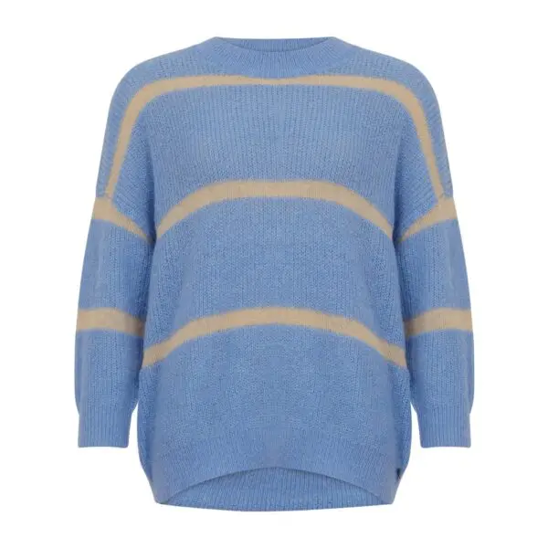 Coster Copenhagen Sweater in Alpaca with Stripe Detail - Airy Blue Stripe