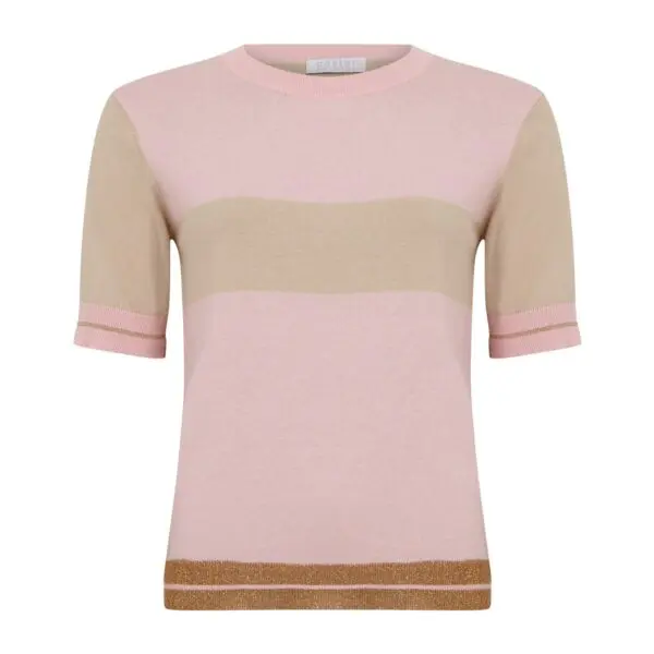 Coster Copenhagen Short Sleeve Lurex Rib Knit - Persian Pink