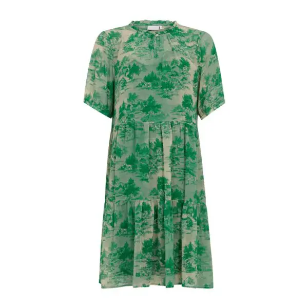 Coster Copenhagen Dress in Wallpaper Print - Green Print 447
