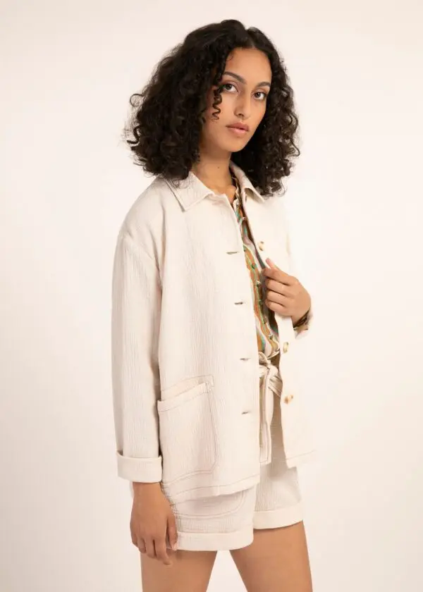 Frnch Lauralie Shirt Jacket - Creme - Image 5