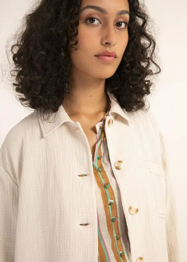 Frnch Lauralie Shirt Jacket - Creme - Image 4