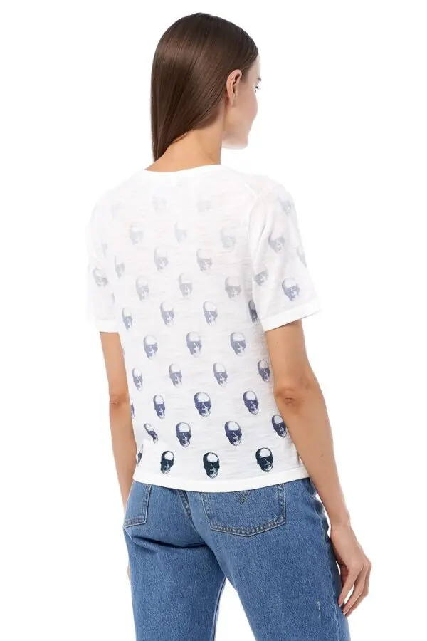 360 Cashmere Molie Top - White / Grey / Black White - Image 4