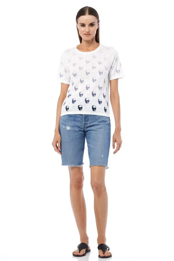 360 Cashmere Molie Top - White / Grey / Black White - Image 3