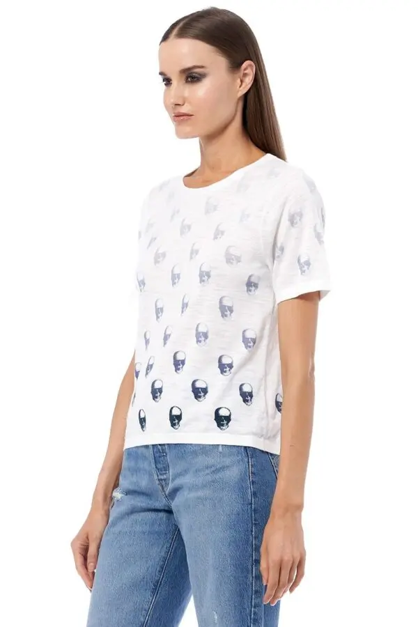 360 Cashmere Molie Top - White / Grey / Black White - Image 2