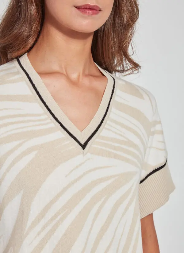 Lyssé Anya Sweater - Zebra Jacquard with Black Trim - Image 7