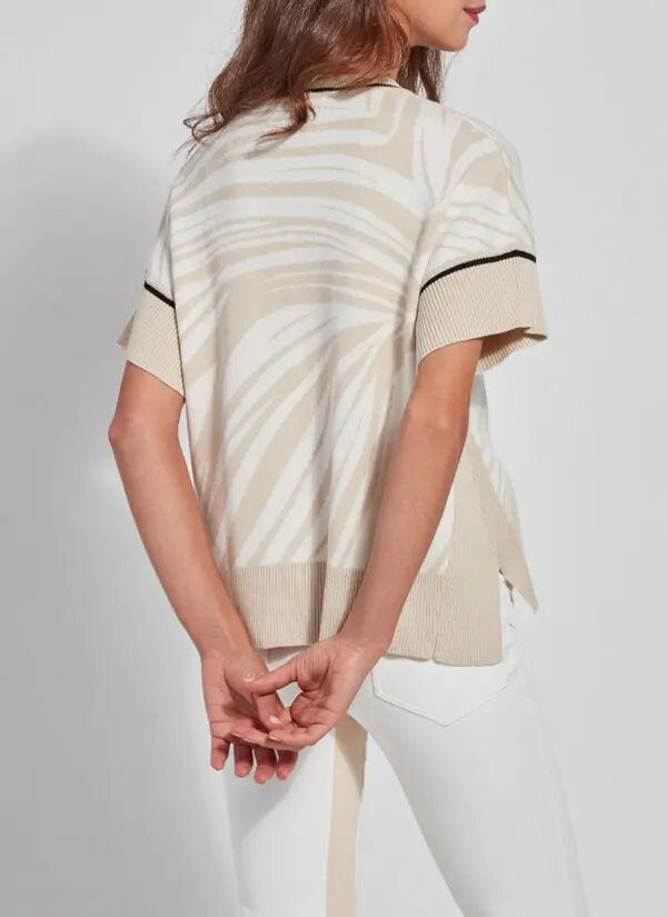 Lyssé Anya Sweater - Zebra Jacquard with Black Trim - Image 6