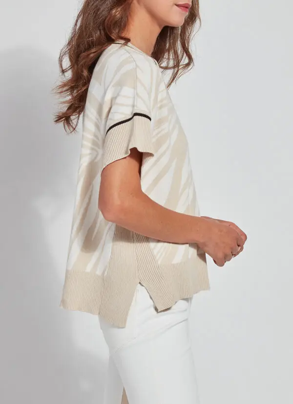 Lyssé Anya Sweater - Zebra Jacquard with Black Trim - Image 5