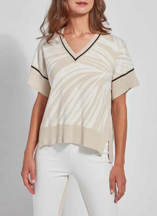 Lyssé Anya Sweater - Zebra Jacquard with Black Trim