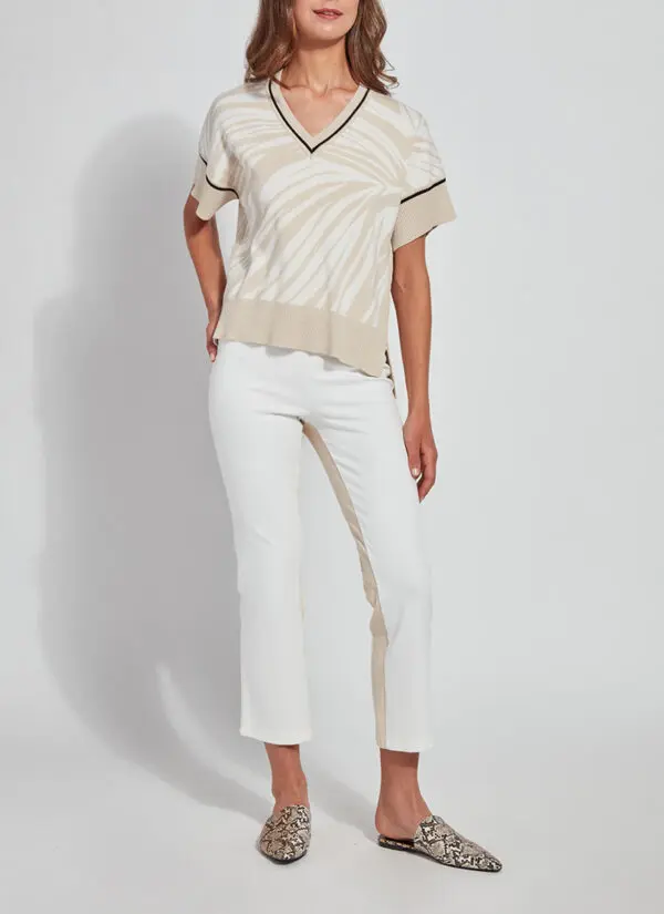 Lyssé Anya Sweater - Zebra Jacquard with Black Trim - Image 3