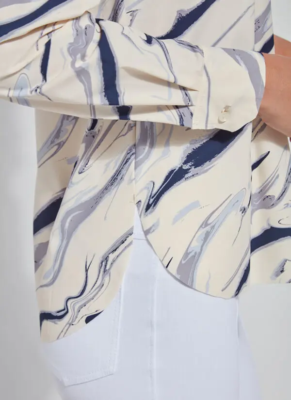 Lyssé Connie Slim Buttondown Shirt - Marble Palette - Image 7