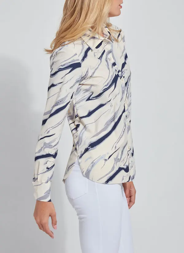 Lyssé Connie Slim Buttondown Shirt - Marble Palette - Image 4