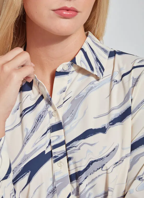 Lyssé Connie Slim Buttondown Shirt - Marble Palette - Image 2