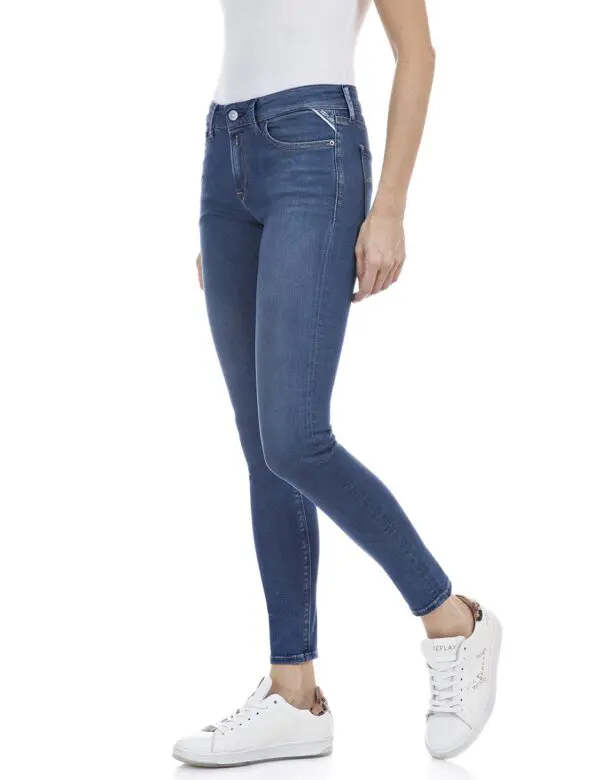 Replay Hyperflex New Luz Skinny Jeans - Medium Indigo - Image 3
