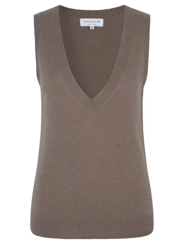 Rosemunde Laica Wool / Cashmere Vest - Dark Sand Shimmer Blend