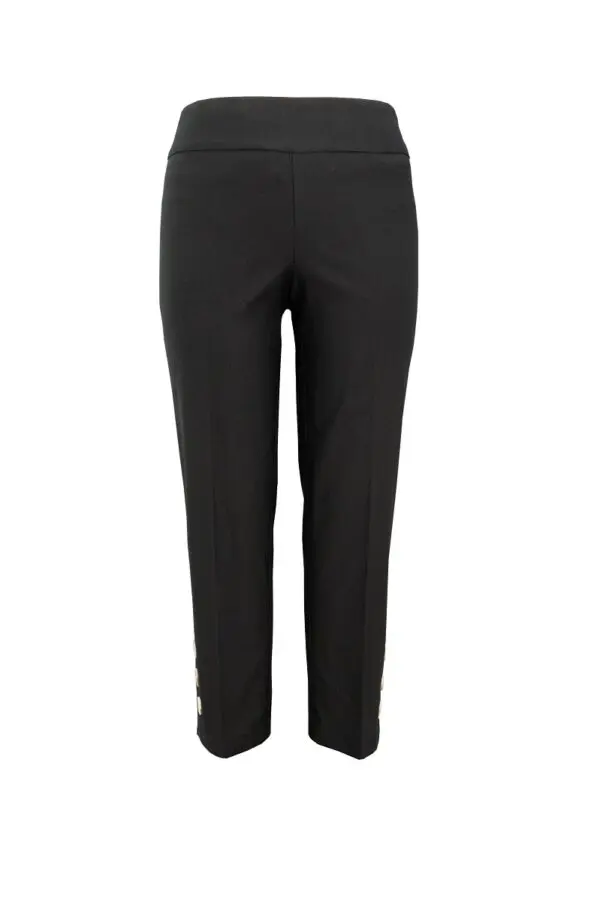 Up Pants 66853 Techno 25" Crop Trouser with Buttons - Black - Image 3