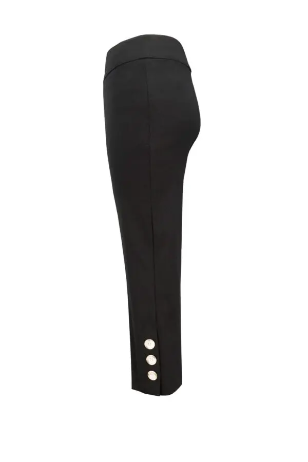 Up Pants 66853 Techno 25" Crop Trouser with Buttons - Black - Image 2