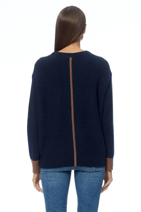 360 Cashmere Shiloh Crewneck - Blue Depth/Chestnut - Image 2