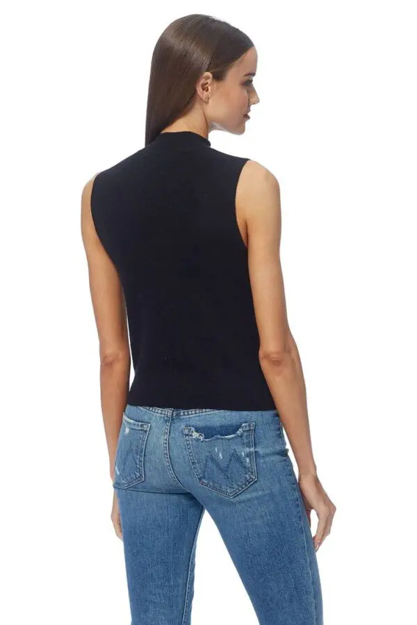 360 Cashmere Tatum Mock Neck Sleeveless - Black - Image 3