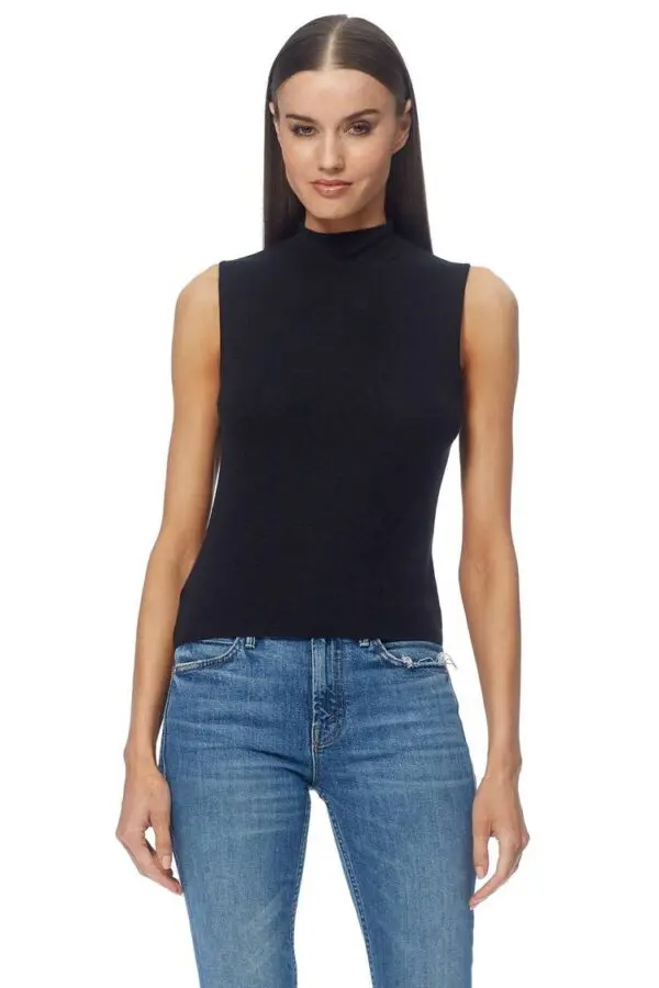 360 Cashmere Tatum Mock Neck Sleeveless - Black