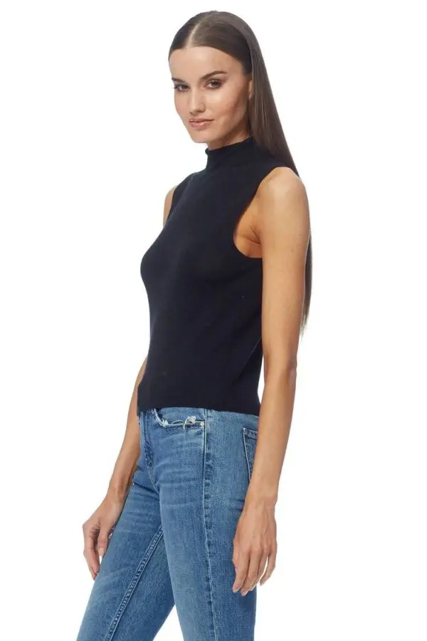 360 Cashmere Tatum Mock Neck Sleeveless - Black - Image 4