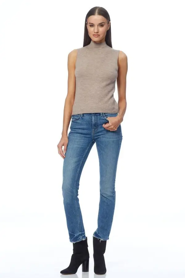 360 Cashmere Tatum Mock Neck Sleeveless Top - Toast - Image 2