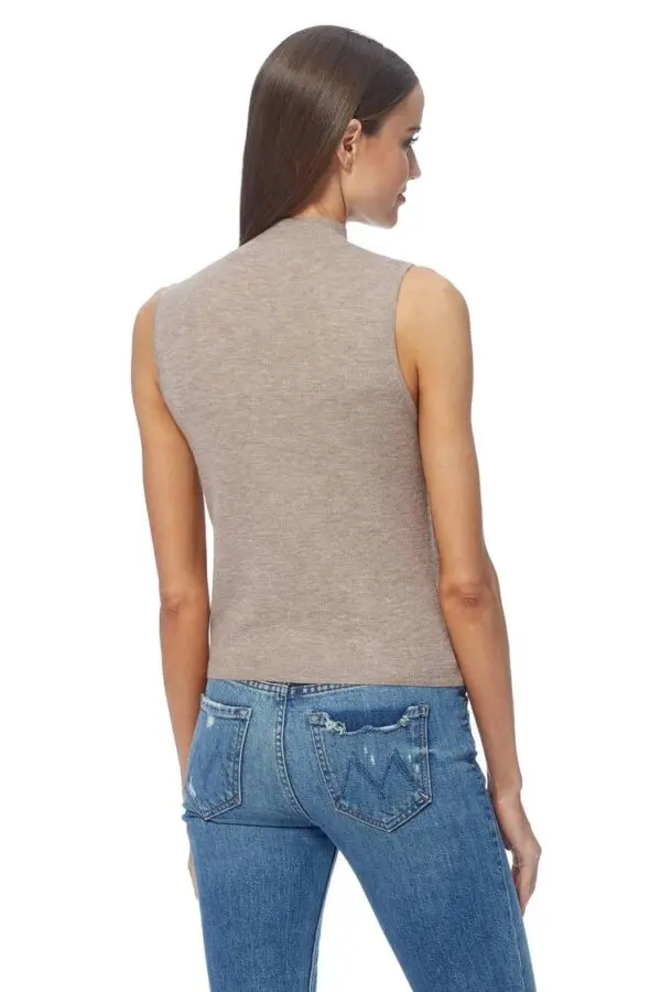 360 Cashmere Tatum Mock Neck Sleeveless Top - Toast - Image 4