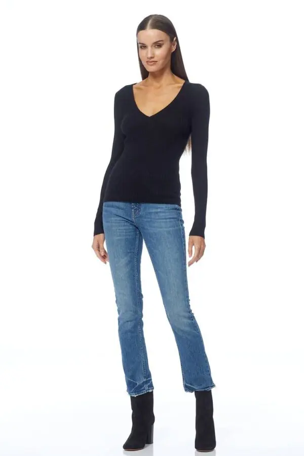 360 Cashmere Haiden V Neck Sweater -  Black - Image 2