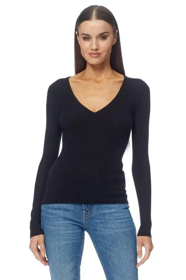 360 Cashmere Haiden V Neck Sweater -  Black